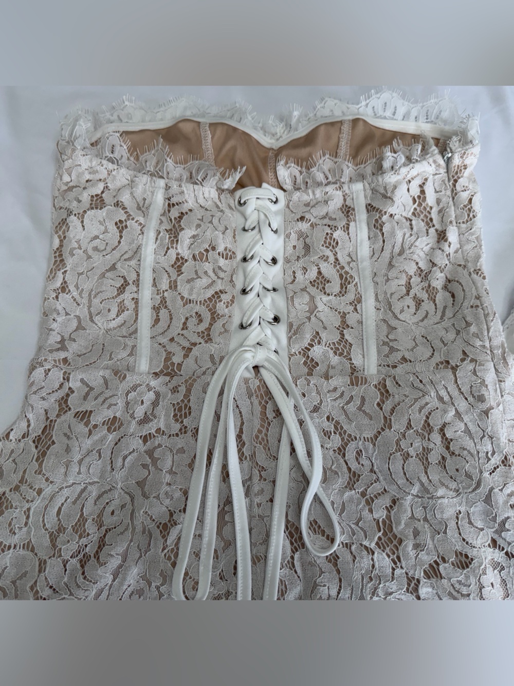 Cider Strapless Lace Mini Dress in Ivory - Picture 11 of 16